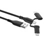 EWENT 3 EN 1, USB-A a Lightning, USB-C y Micro-USB