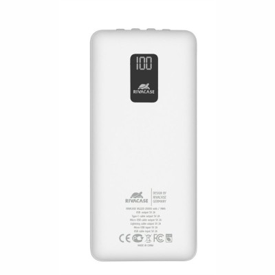 RIVACASE VA2220 Powerbank 20.000 mAh cables blanco