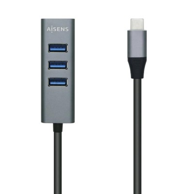 Aisens Hub USB 3.1 Alu C/M-4Xtipo A/H Gris 10Cm